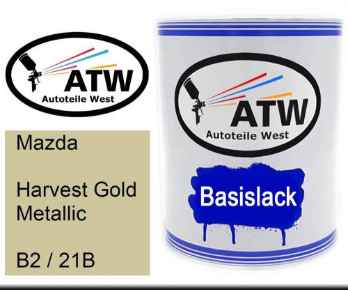 Mazda, Harvest Gold Metallic, B2 / 21B: 1L Lackdose, von ATW Autoteile West.